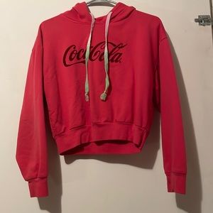 Pink Coca-Cola cropped hoodie